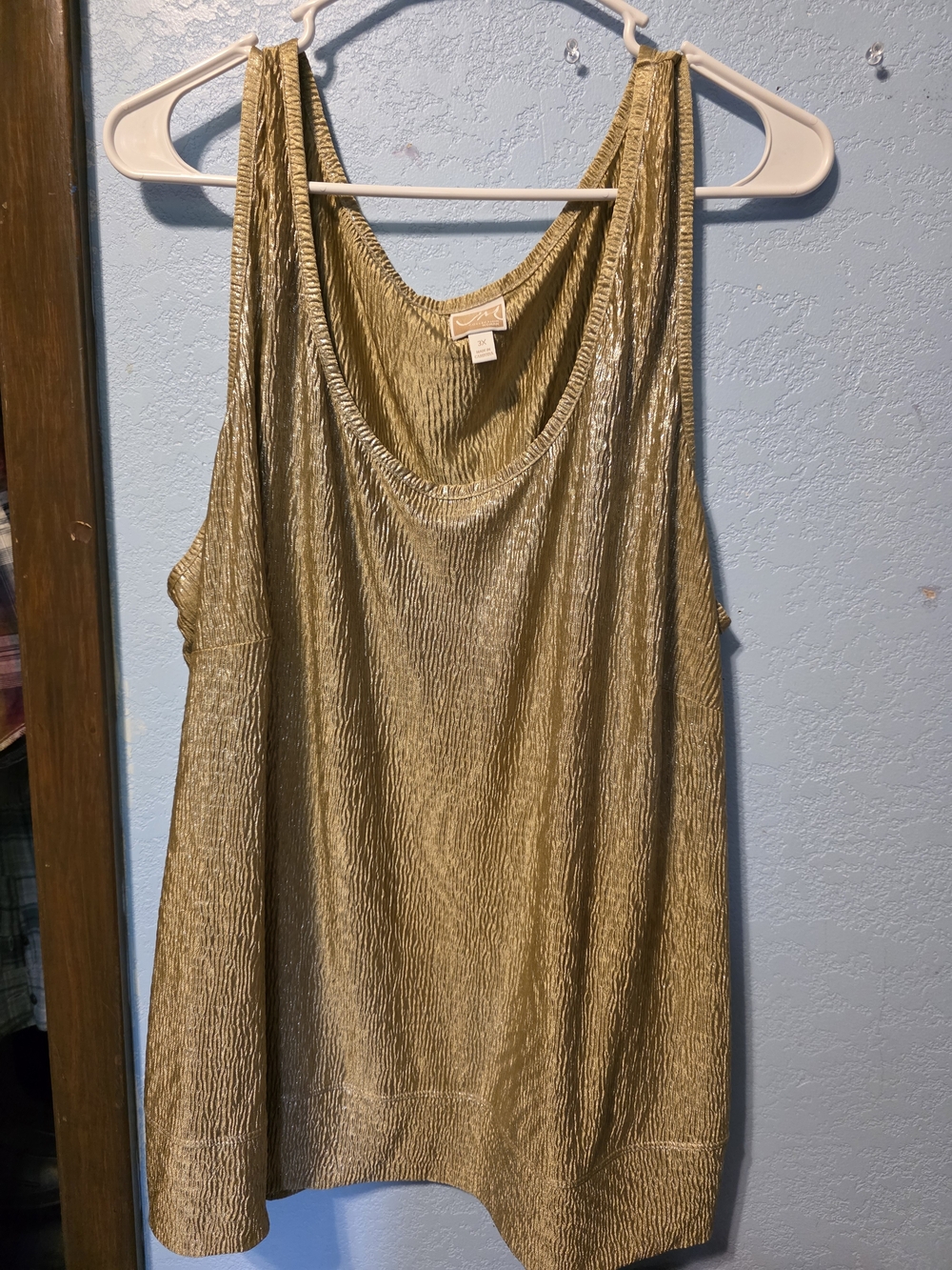 JM Collection Metallic Gold Scoop Neck Tank Top By JM Collection